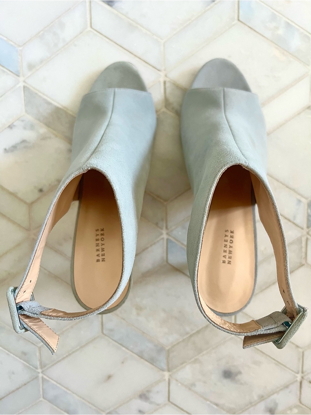 Barneys New York Light Blue Suede Heels
